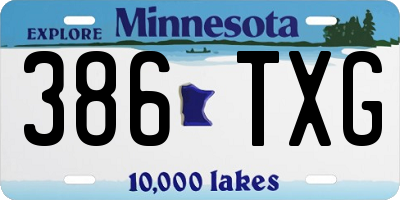 MN license plate 386TXG