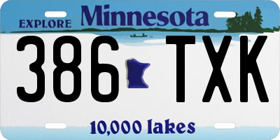 MN license plate 386TXK