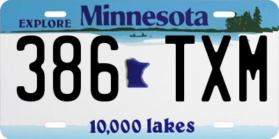 MN license plate 386TXM