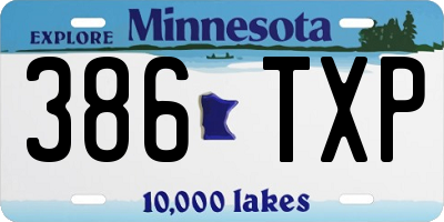 MN license plate 386TXP