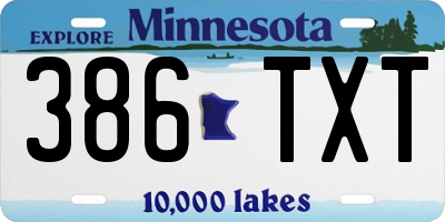 MN license plate 386TXT