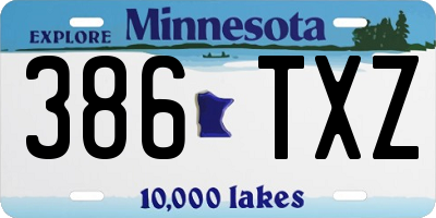 MN license plate 386TXZ