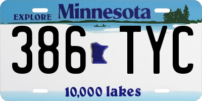 MN license plate 386TYC