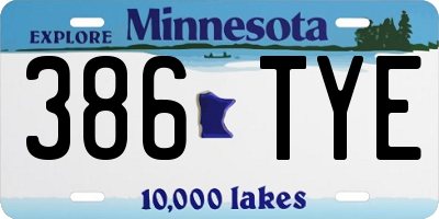 MN license plate 386TYE