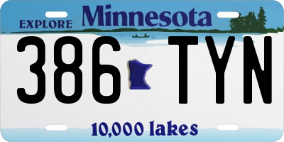 MN license plate 386TYN