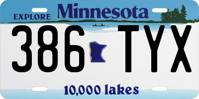 MN license plate 386TYX