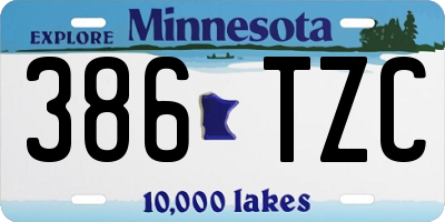 MN license plate 386TZC