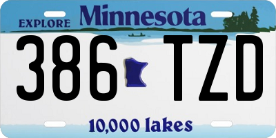 MN license plate 386TZD