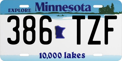 MN license plate 386TZF