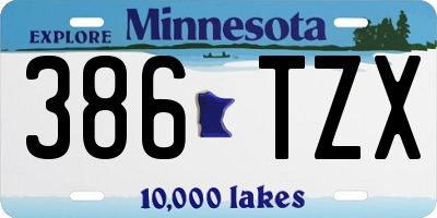 MN license plate 386TZX