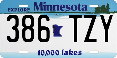 MN license plate 386TZY