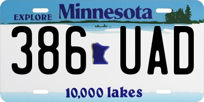 MN license plate 386UAD