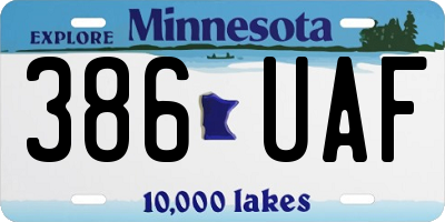 MN license plate 386UAF