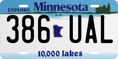 MN license plate 386UAL