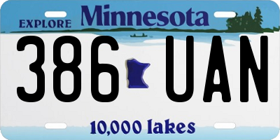 MN license plate 386UAN