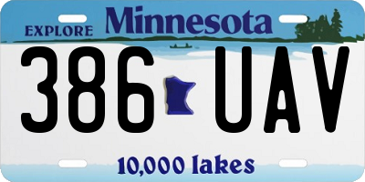 MN license plate 386UAV