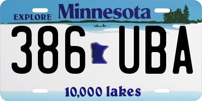 MN license plate 386UBA