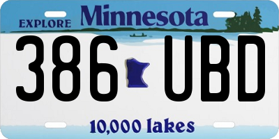 MN license plate 386UBD