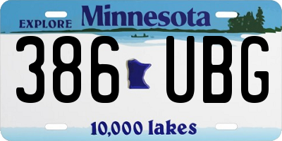 MN license plate 386UBG