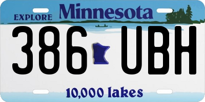 MN license plate 386UBH