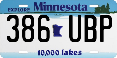 MN license plate 386UBP