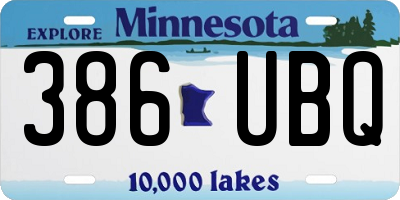 MN license plate 386UBQ