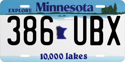 MN license plate 386UBX