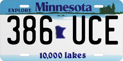 MN license plate 386UCE
