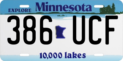 MN license plate 386UCF