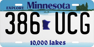 MN license plate 386UCG