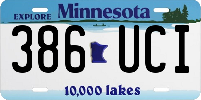 MN license plate 386UCI