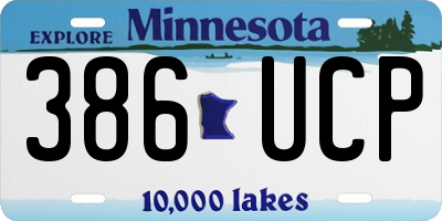 MN license plate 386UCP