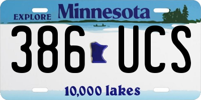 MN license plate 386UCS