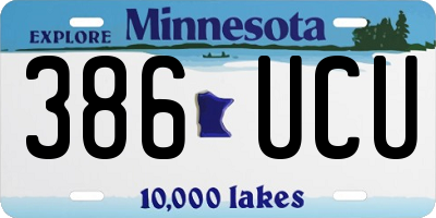 MN license plate 386UCU