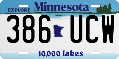 MN license plate 386UCW