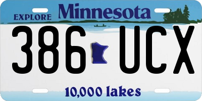 MN license plate 386UCX