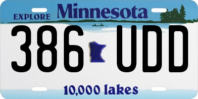 MN license plate 386UDD