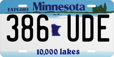 MN license plate 386UDE