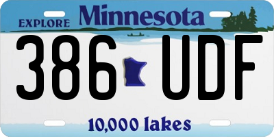 MN license plate 386UDF