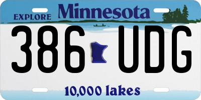 MN license plate 386UDG