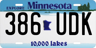 MN license plate 386UDK