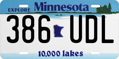 MN license plate 386UDL