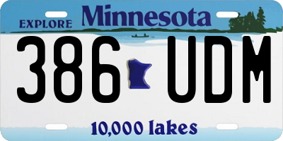 MN license plate 386UDM