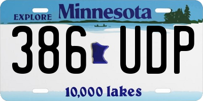MN license plate 386UDP