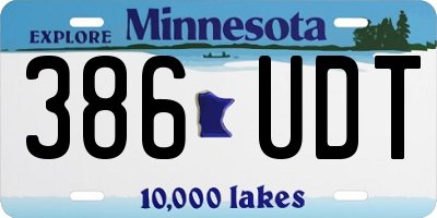 MN license plate 386UDT