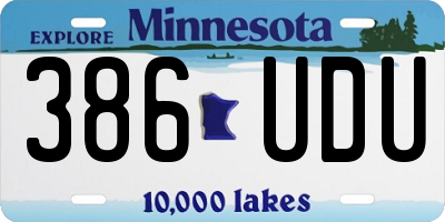 MN license plate 386UDU