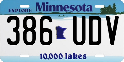 MN license plate 386UDV