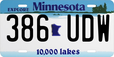 MN license plate 386UDW