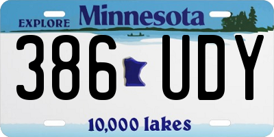 MN license plate 386UDY