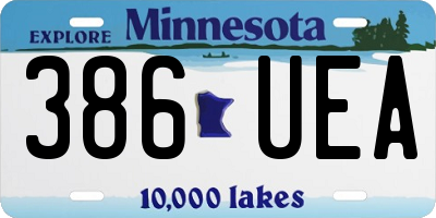 MN license plate 386UEA